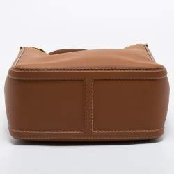 Pre Owned CH Carolina Herrera Brown Leather Insignia Shoulder Bag