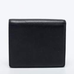 Pre Owned CH Carolina Herrera Black Leather Bow Compact Wallet