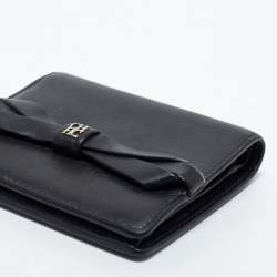 Pre Owned CH Carolina Herrera Black Leather Bow Compact Wallet