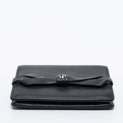 Pre Owned CH Carolina Herrera Black Leather Bow Compact Wallet