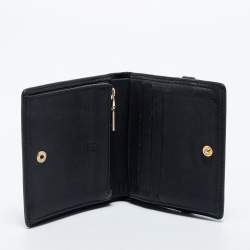 Pre Owned CH Carolina Herrera Black Leather Bow Compact Wallet