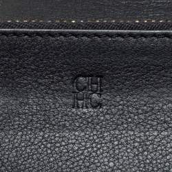 Pre Owned CH Carolina Herrera Black Leather Bow Compact Wallet