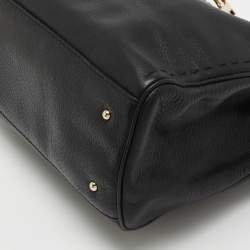 Pre Owned Carolina Herrera Black Leather Charm Tote