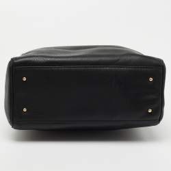 Pre Owned Carolina Herrera Black Leather Charm Tote