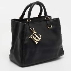 Pre Owned Carolina Herrera Black Leather Charm Tote