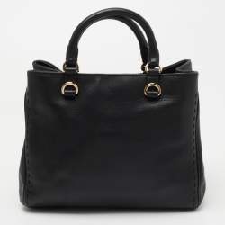 Pre Owned Carolina Herrera Black Leather Charm Tote