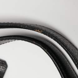 Pre Owned Carolina Herrera Black Monogram Embossed Leather Zip Shoulder Bag