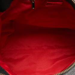 Pre Owned Carolina Herrera Black Monogram Embossed Leather Zip Shoulder Bag