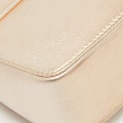 Pre Owned CH Carolina Herrera Pale Gold Leather Bow Flap Shoulder Bag