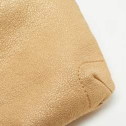 Pre Owned Carolina Herrera Gold Monogram Embossed Leather Bow Flap Shoulder Bag