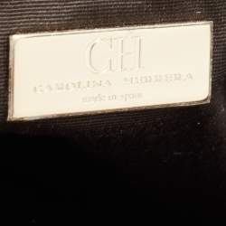 Pre Owned CH Carolina Herrera Brown Monogram Leather Audrey Tote