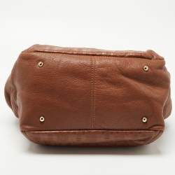 Pre Owned CH Carolina Herrera Brown Monogram Leather Audrey Tote