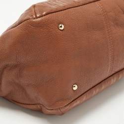 Pre Owned CH Carolina Herrera Brown Monogram Leather Audrey Tote