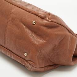Pre Owned CH Carolina Herrera Brown Monogram Leather Audrey Tote