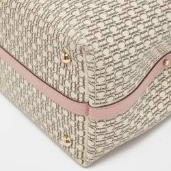 Pre Owned حقيبة يد كارولينا هيريرا قفل ماترايوشكا جلد وكانفاس مقوى مونوغرامى وردية / بيج 