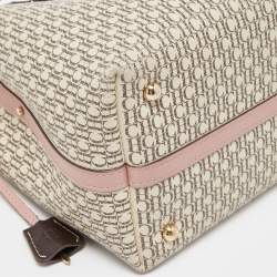 Pre Owned حقيبة يد كارولينا هيريرا قفل ماترايوشكا جلد وكانفاس مقوى مونوغرامى وردية / بيج 