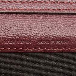Carolina Herrera Burgundy/Beige Monogram Coated Canvas and Leather Flap Wallet on Chain
