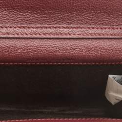 Carolina Herrera Burgundy/Beige Monogram Coated Canvas and Leather Flap Wallet on Chain