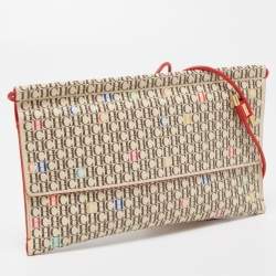 Carolina Herrera Red/Beige Monogram Coated Canvas and Leather Traveler Shoulder Bag