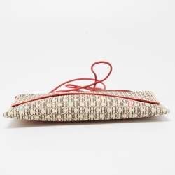 Carolina Herrera Red/Beige Monogram Coated Canvas and Leather Traveler Shoulder Bag