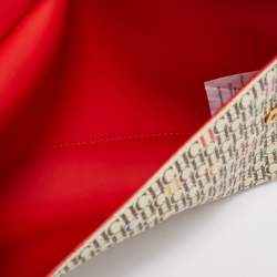 Carolina Herrera Red/Beige Monogram Coated Canvas and Leather Traveler Shoulder Bag