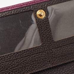 Pre Owned Carolina Herrera Burgundy Leather Trifold Continental Wallet