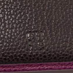 Pre Owned Carolina Herrera Burgundy Leather Trifold Continental Wallet