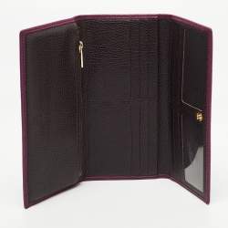 Pre Owned Carolina Herrera Burgundy Leather Trifold Continental Wallet