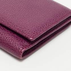 Pre Owned Carolina Herrera Burgundy Leather Trifold Continental Wallet