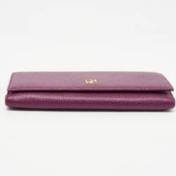 Pre Owned Carolina Herrera Burgundy Leather Trifold Continental Wallet