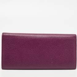 Pre Owned Carolina Herrera Burgundy Leather Trifold Continental Wallet