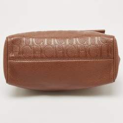 Carolina Herrera Brown Leather Minuetto Flap Top Handle Bag