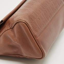 Carolina Herrera Brown Leather Minuetto Flap Top Handle Bag