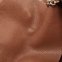 Carolina Herrera Brown Leather Minuetto Flap Top Handle Bag