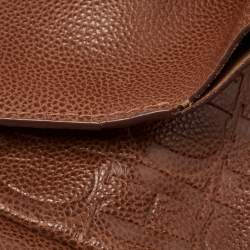 Carolina Herrera Brown Leather Minuetto Flap Top Handle Bag