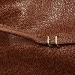 Carolina Herrera Brown Leather Minuetto Flap Top Handle Bag