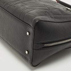 Pre Owned Carolina Herrera Black Embossed Leather Duke Satchel