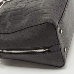 Pre Owned Carolina Herrera Black Embossed Leather Duke Satchel