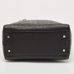 Pre Owned Carolina Herrera Black Embossed Leather Duke Satchel