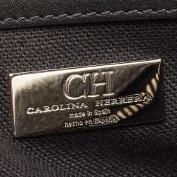 Pre Owned Carolina Herrera Black Embossed Leather Duke Satchel