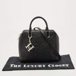 Pre Owned Carolina Herrera Black Embossed Leather Duke Satchel