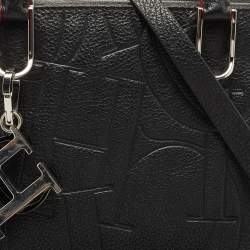 Pre Owned Carolina Herrera Black Embossed Leather Duke Satchel