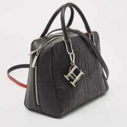 Pre Owned Carolina Herrera Black Embossed Leather Duke Satchel