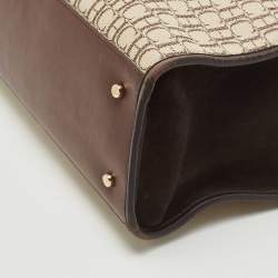 Carolina Herrera Beige/Brown Monogram Canvas and Suede Tote