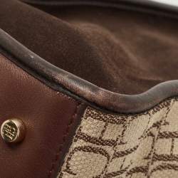 Carolina Herrera Beige/Brown Monogram Canvas and Suede Tote