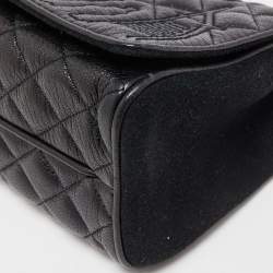 Carolina Herrera Black Quilted Leather And Suede Flap Chain Shoulder Bag