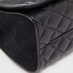Carolina Herrera Black Quilted Leather And Suede Flap Chain Shoulder Bag