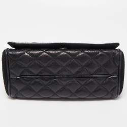 Carolina Herrera Black Quilted Leather And Suede Flap Chain Shoulder Bag