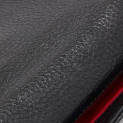 Pre Owned Carolina Herrera Black Monogram Embossed Leather Bow Chain Clutch