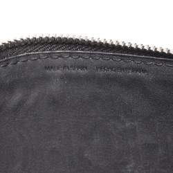 Pre Owned Carolina Herrera Black Monogram Embossed Leather Zip Wristlet Pouch